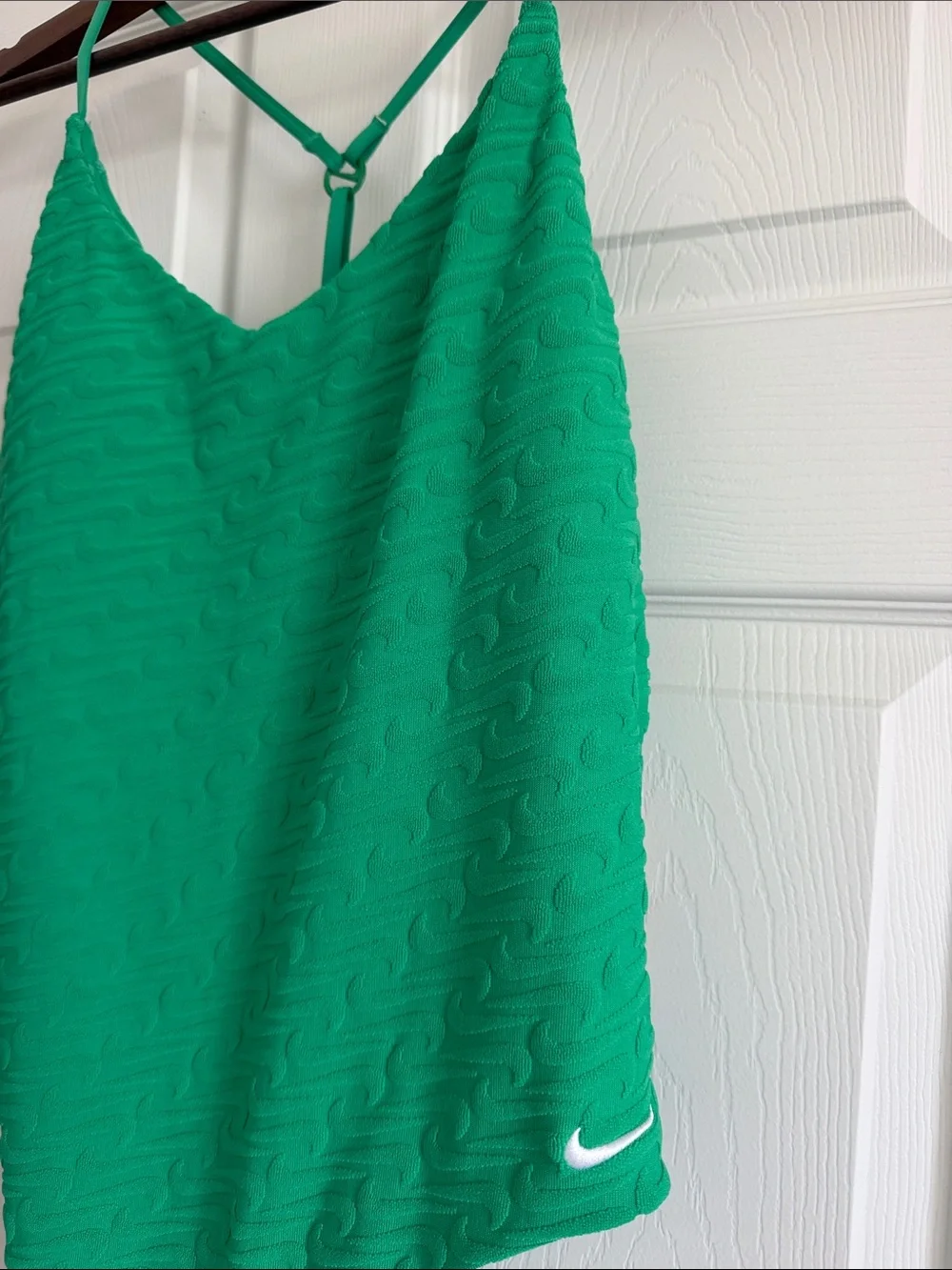 Nike Swoosh Link Terry Y-Back One Piece Swimsuit Green XL NWT Adjustable